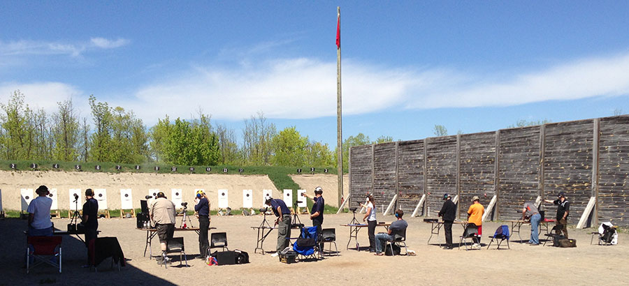 The firing line at Connaught Ranges during a match.